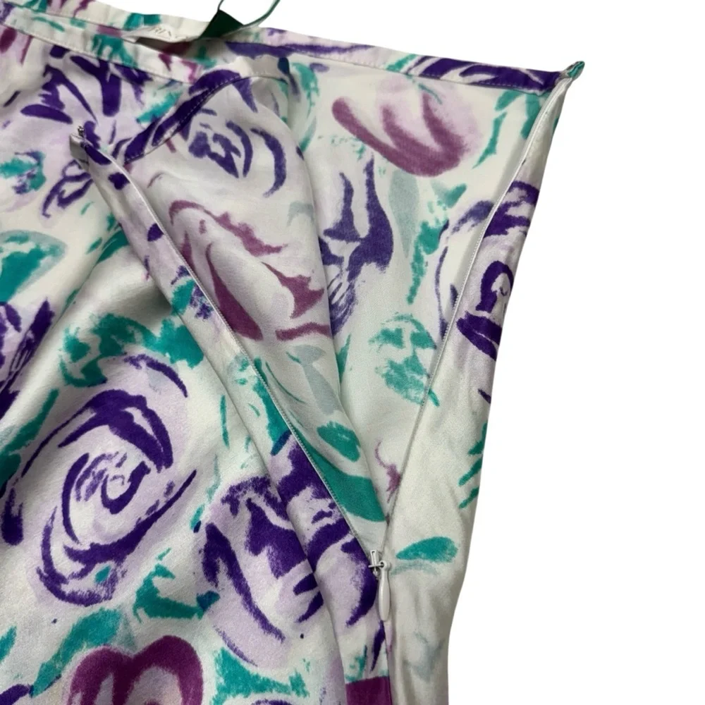 Rixo Kelly Floral Midi Skirt Size S Silk Blend A-Line Fairy Romantic Preppy - Picture 3 of 10